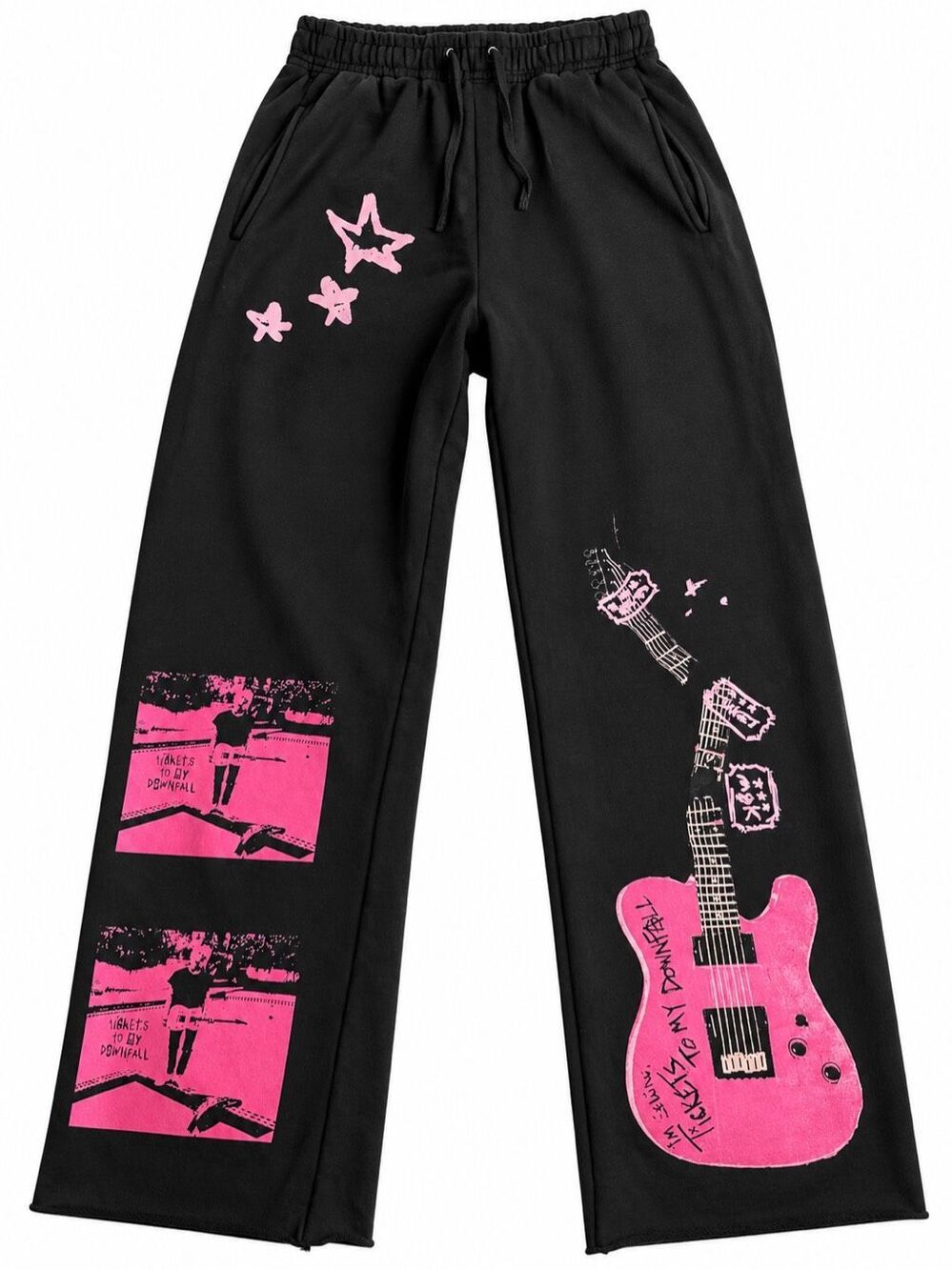 Machine Gun Kelly MGK Tickets to My Downfall Black Graphic Sweatpants Sz Medium